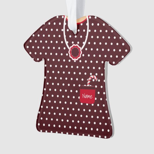 水玉模様のクリスマスドパーソナライズされたレス オーナメント (正面)