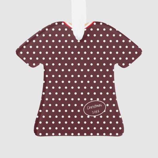 水玉模様のクリスマスドパーソナライズされたレス オーナメント (裏面)