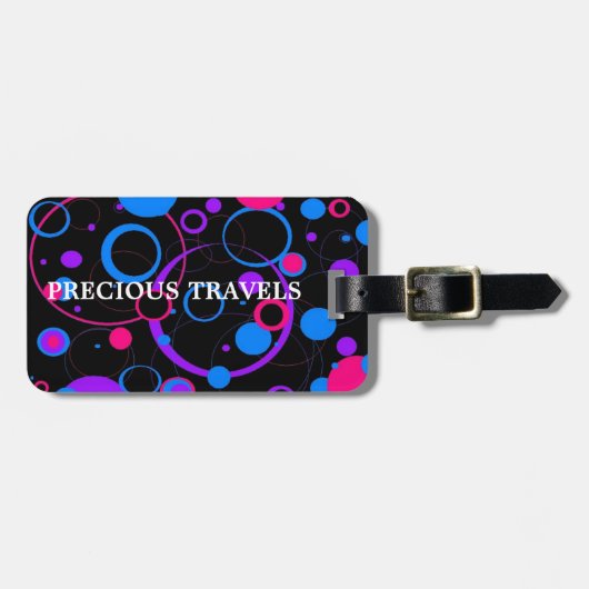 水玉模様のコレクションでかわいらしい ラゲッジタグ (正面横)