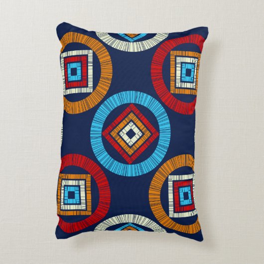 水玉模様のシームレスなパターン。民族像のモザイク アクセントクッション (裏面(縦))