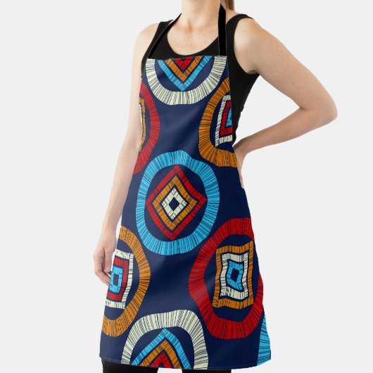 水玉模様のシームレスなパターン。民族像のモザイク エプロン (インサイチュ)