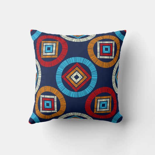 水玉模様のシームレスなパターン。民族像のモザイク クッション (裏面)