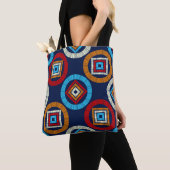 水玉模様のシームレスなパターン。民族像のモザイク トートバッグ (クローズアップ)