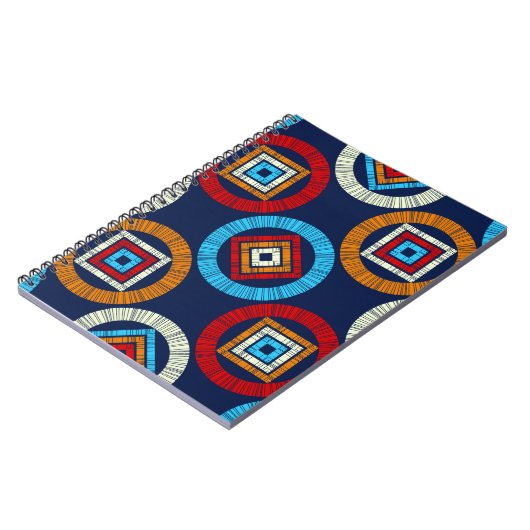 水玉模様のシームレスなパターン。民族像のモザイク ノートブック (左側)