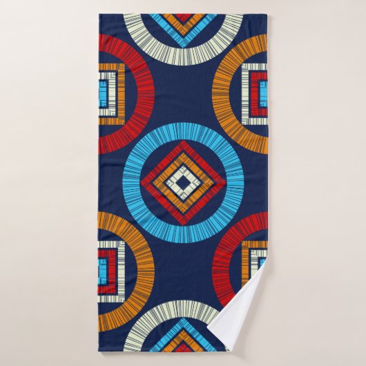 水玉模様のシームレスなパターン。民族像のモザイク バスタオル (バスタオル)