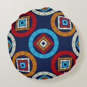 水玉模様のシームレスなパターン。民族像のモザイク ラウンドクッション (裏面)