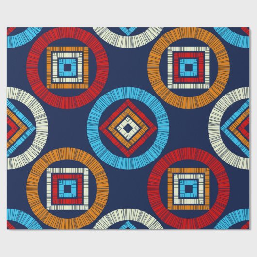 水玉模様のシームレスなパターン。民族像のモザイク ラッピングペーパー (フラット)