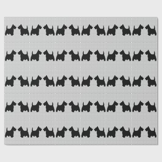 水玉模様のスコットランドテリアの友人 ラッピングペーパー (フラット)