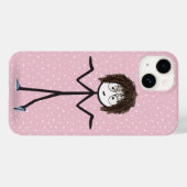 水玉模様のスティックフィギュアの女の子 Case-Mate iPhoneケース (裏面 (横))