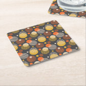 水玉模様のストライプなパターン スクエアペーパーコースター (アングル)