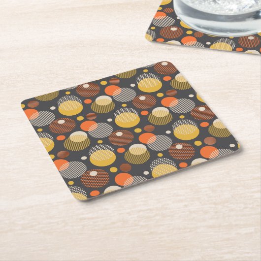 水玉模様のストライプなパターン スクエアペーパーコースター (アングル)