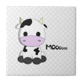 水玉模様のタイルのかわいいかわいい牛漫画 タイル (正面)