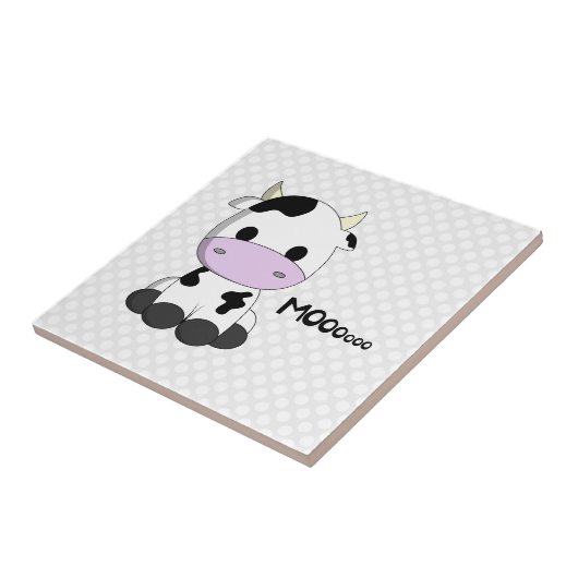 水玉模様のタイルのかわいいかわいい牛漫画 タイル (側面)