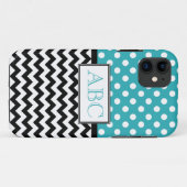 水玉模様のターコイズ及びシェブロンのiPhone 5の場合 Case-Mate iPhoneケース (裏面(横))