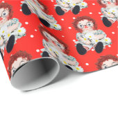 水玉模様のデイジー付きラグドール ラッピングペーパー (ロールコーナー)