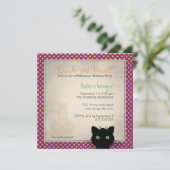 水玉模様のトリックの御馳走ハロウィンの紫色の誕生日 招待状 (スタンド正面)