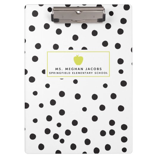 水玉模様のネオンAppleの先生のクリップボード クリップボード (正面)