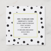 水玉模様のネオンAppleの先生 スクエア名刺 (裏面)