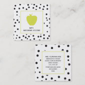 水玉模様のネオンAppleの先生 スクエア名刺 (正面/裏面)