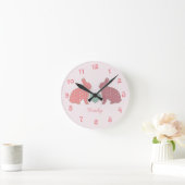 水玉模様のバニー ラウンド壁時計 (ホーム)