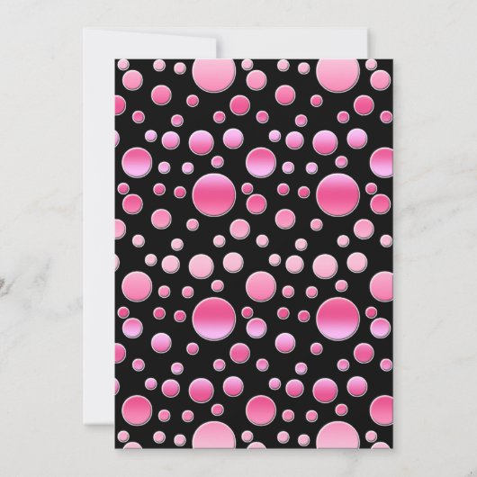 水玉模様のバルミツワーのピンクおよび黒い招待 招待状 (裏面)