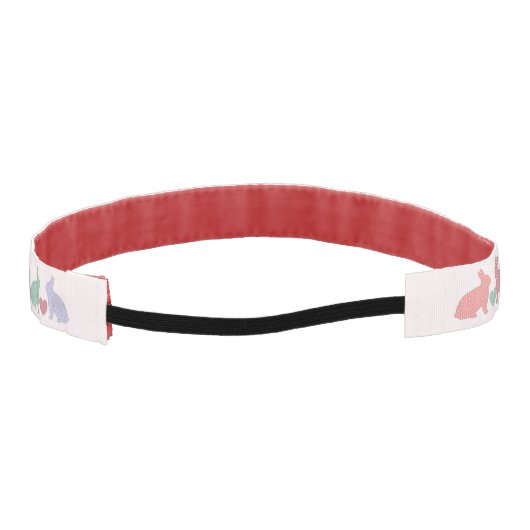 水玉模様のバンニーとハートのパターン（ピンク） アスレチックヘッドバンド (裏面)