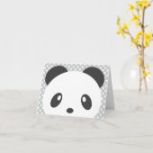 水玉模様のパンダのメッセージカード カード (黄色い花)