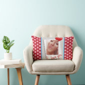 水玉模様のパーソナライズなバレンタインデーの写真 ランバークッション (椅子)