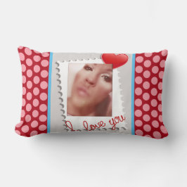 水玉模様のパーソナライズなバレンタインデーの写真 ランバークッション