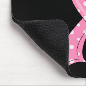 水玉模様のピンクのリボンの乳癌 マウスパッド (コーナー)