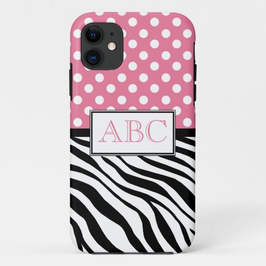 水玉模様のピンク及びシマウマのプリントのiPhone 5の場合 Case-Mate iPhoneケース (裏面)