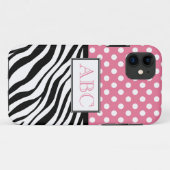 水玉模様のピンク及びシマウマのプリントのiPhone 5の場合 Case-Mate iPhoneケース (裏面(横))