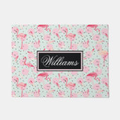 水玉模様のフラミンゴの羽は|あなたの名前を加えます ドアマット (正面)