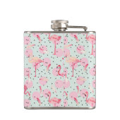 水玉模様のフラミンゴの羽は|あなたの名前を加えます フラスク (裏面)