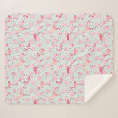 水玉模様のフラミンゴの羽 シェルパブランケット (正面(横))