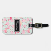 水玉模様のフラミンゴの羽 ラゲッジタグ (正面横)