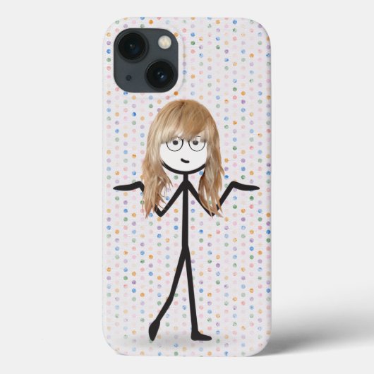 水玉模様のブロンド棒人間女子 Case-Mate iPhoneケース (裏面)