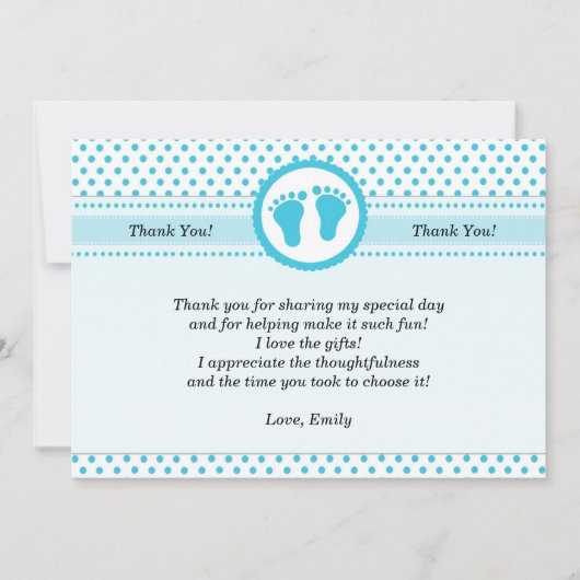 水玉模様のベビーシャワーのサンキューカードのユニセックスな水 サンキューカード (正面)