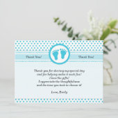 水玉模様のベビーシャワーのサンキューカードのユニセックスな水 サンキューカード (スタンド正面)