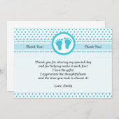 水玉模様のベビーシャワーのサンキューカードのユニセックスな水 サンキューカード (正面/裏面)