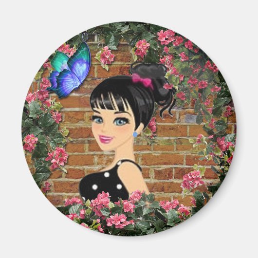 水玉模様のベビーシャワー マグネット (正面)