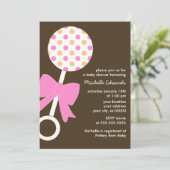 水玉模様のラッセル音のベビーシャワー 招待状 (スタンド正面)