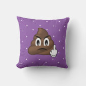 水玉模様の中指のウンチのEmojiの紫色の枕 クッション (正面)