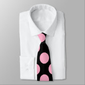 水玉模様の人の服タイ-黒のピンク ネクタイ (タイ)
