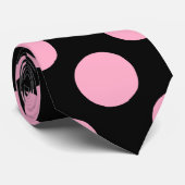 水玉模様の人の服タイ-黒のピンク ネクタイ (ロール)