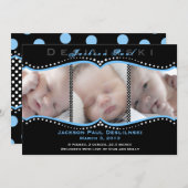 水玉模様の写真の誕生の発表 案内状 (正面/裏面)