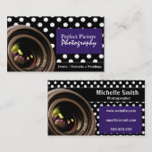 水玉模様の写真撮影の名刺 名刺 (正面/裏面)