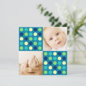 水玉模様の四角形 ブルー 案内状 (スタンド正面)