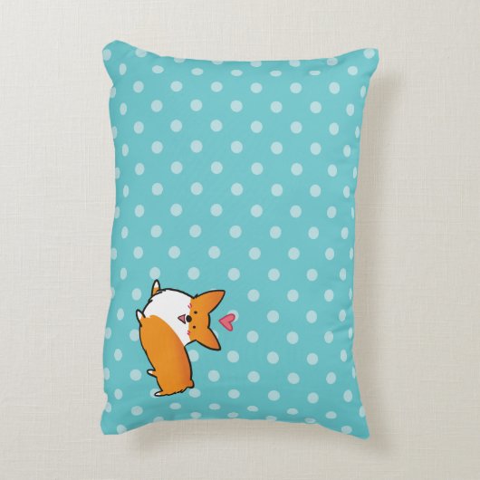 水玉模様の幸せなコーギーの枕 アクセントクッション (裏面(縦))
