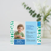 水玉模様の最初の誕生日パーティー招待状 インビテーションポストカード (スタンド正面)